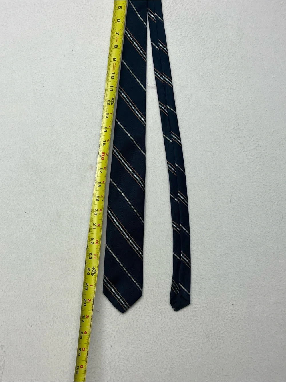 Emilio Fervaro Men's Blue Diagonal Striped Pointed Woven Tie